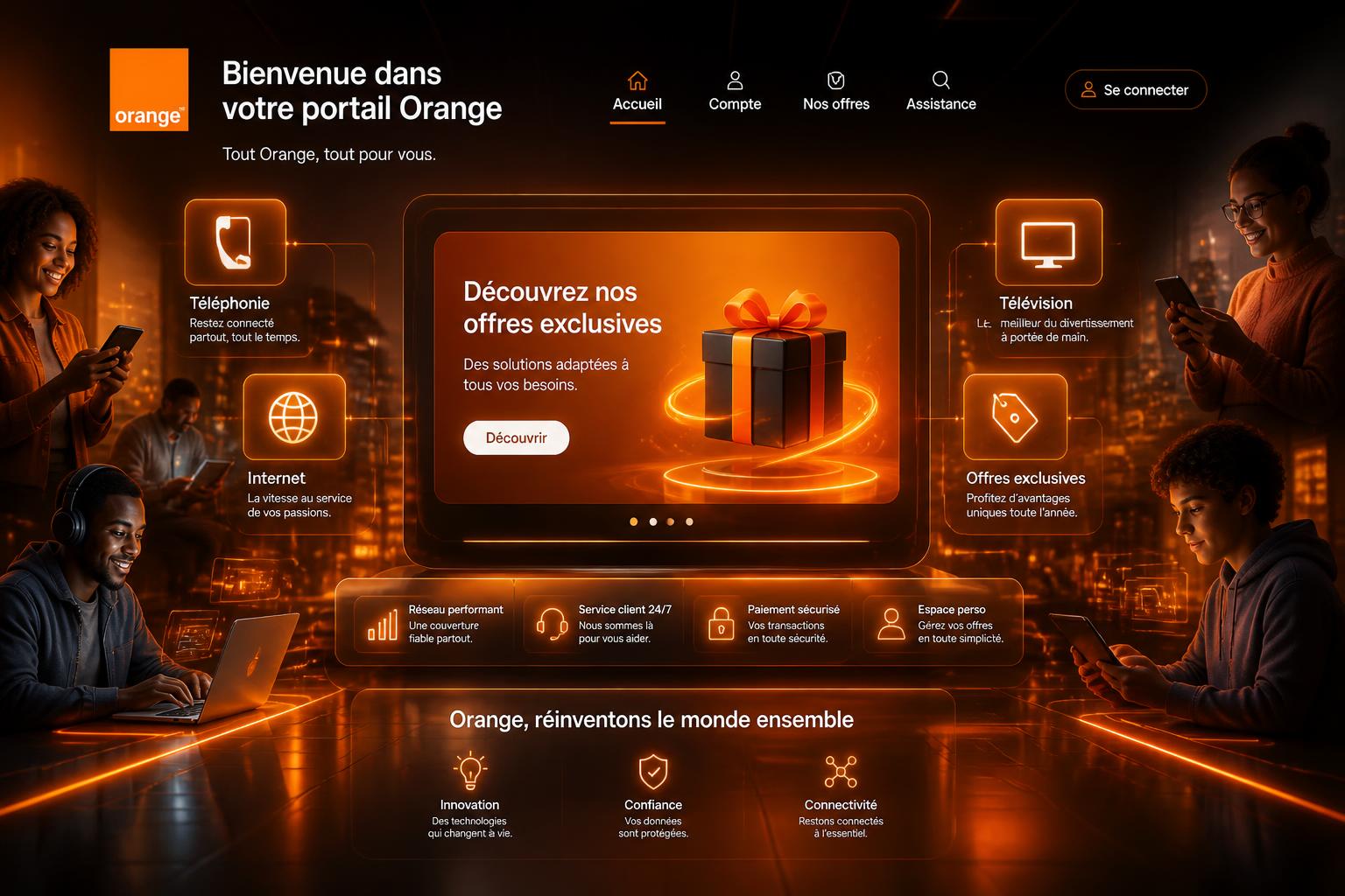 découvrez les services et offres exclusives d'orange sur le portail orange, adaptés à tous vos besoins en télécommunication et divertissement.